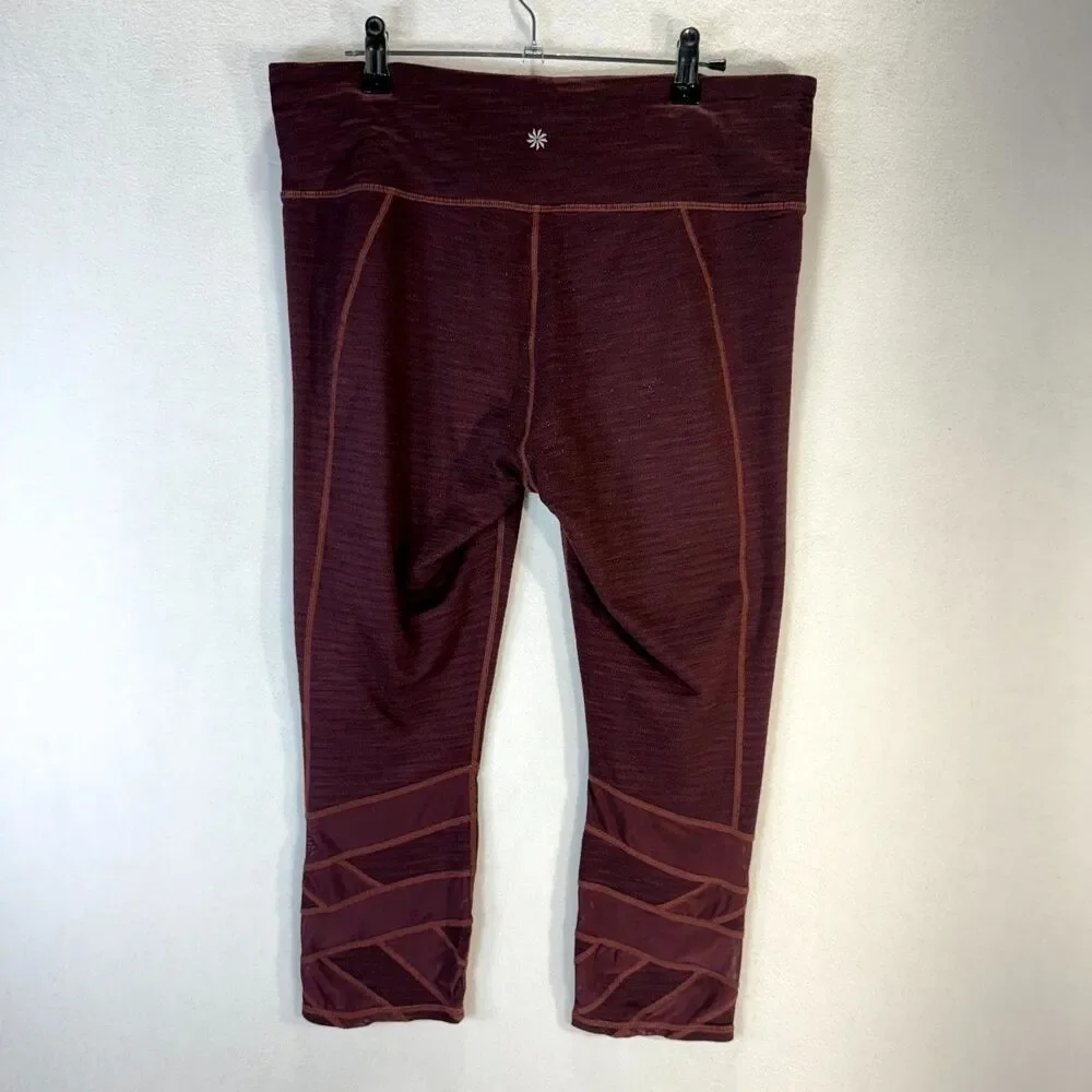 Athleta Maroon Workout Capri Pants Womens Size L